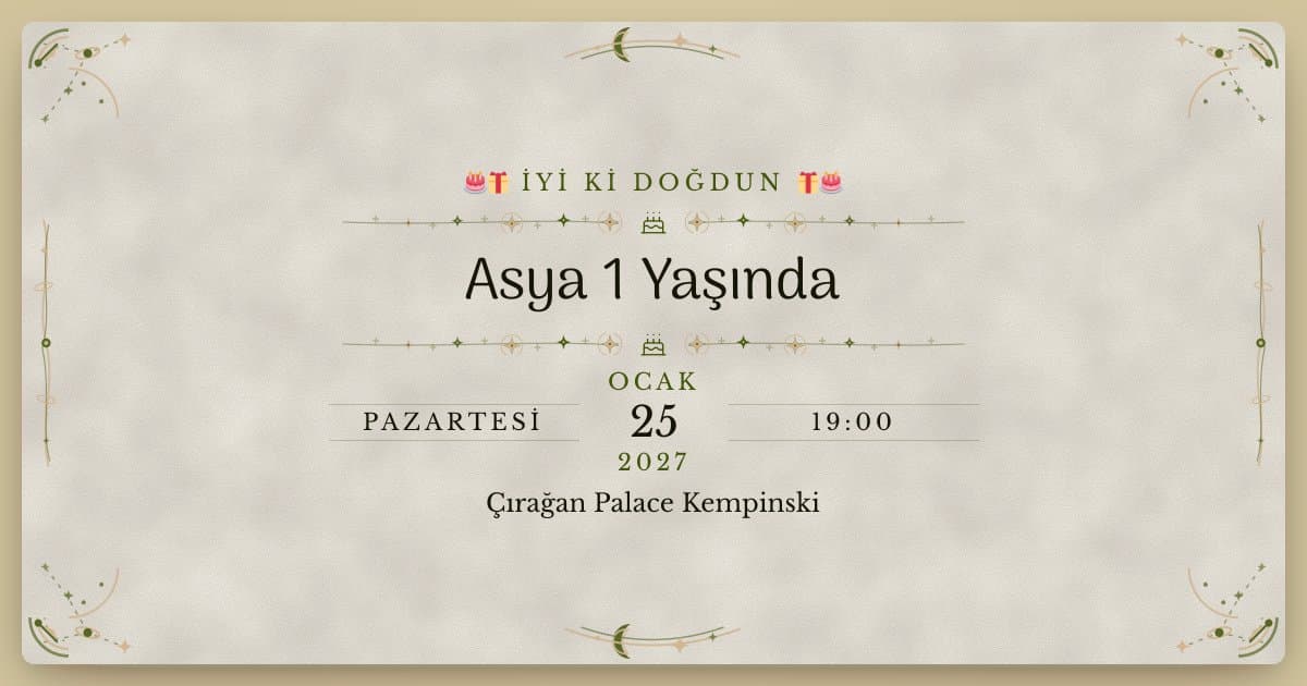 “Davetiye+” paketinde dijital davetiye bağlantı önizlemesi: Davetiye kapağı